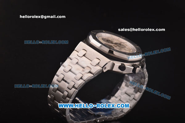 Audemars Piguet Royal Oak Offshore White Themes Swiss Valjoux 7750-SGH Automatic Steel Case with Silver Dial and Steel Strap - Run 12@Sec - Click Image to Close